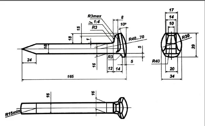 M12*120 M14*130 M16*165 Dog Nail Track Spike M12*120 M14*130 M16*165 Dog Nail Track Spike